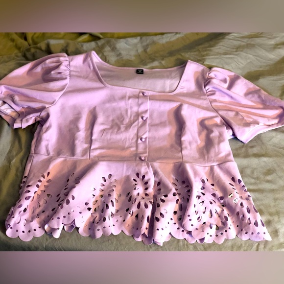SHEIN 4X Lilac purple peplum top NWOT - Picture 3 of 13